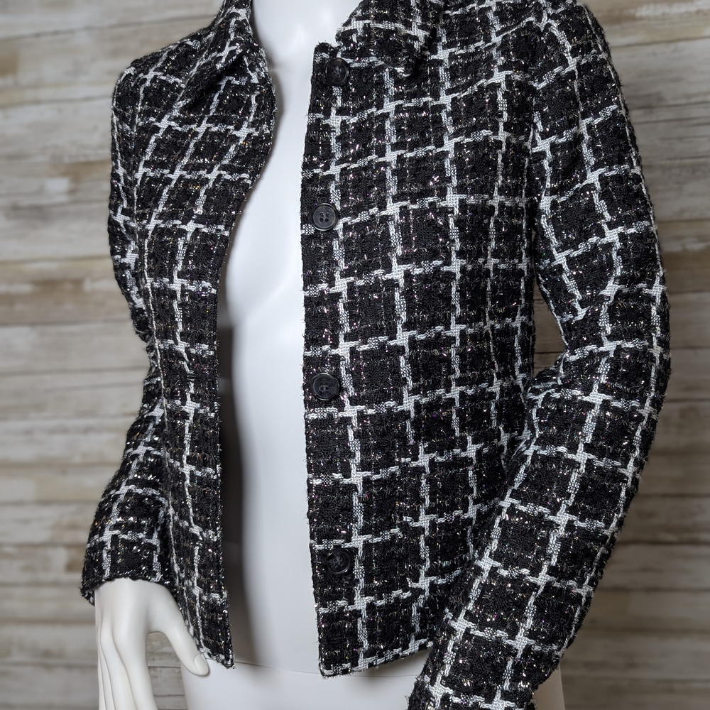 LOFT Black and White Checkered Blazer